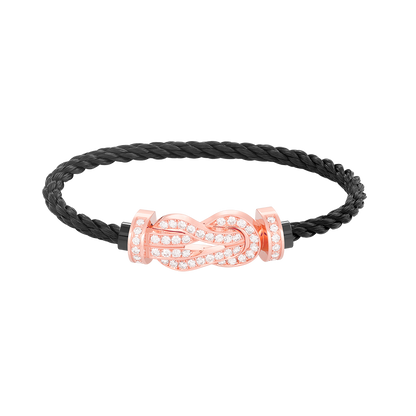 [Basjewels]CHANCE LARGE 8 FIGURE BUCKLE FULL DIAMOND BRACELET ROSE GOLD