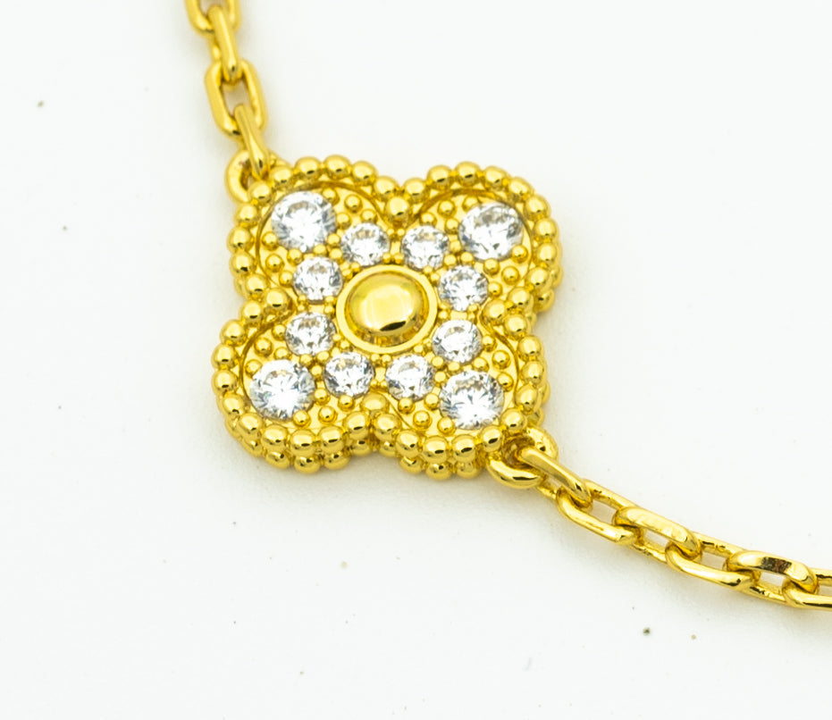 [basloveJW]CLOVER BRACELET 5 MOTIFS GOLD DIAMOND