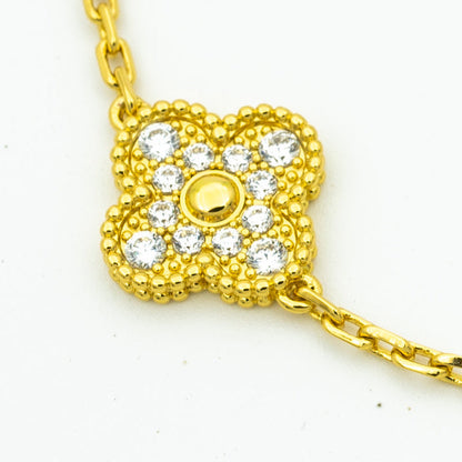 [basloveJW]CLOVER BRACELET 5 MOTIFS GOLD DIAMOND