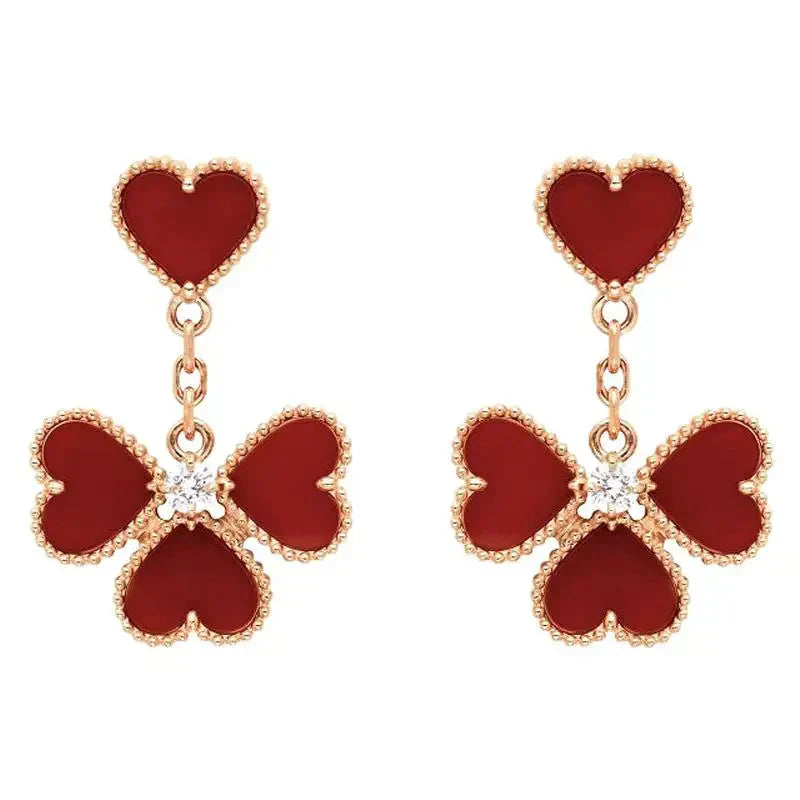 [basloveJW]SWEET CLOVER CARNELIAN EARRINGS