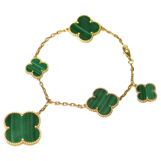 [basloveJW]MAGIC CLOVER MALACHITE GOLD BRACELET 5 MOTIFS