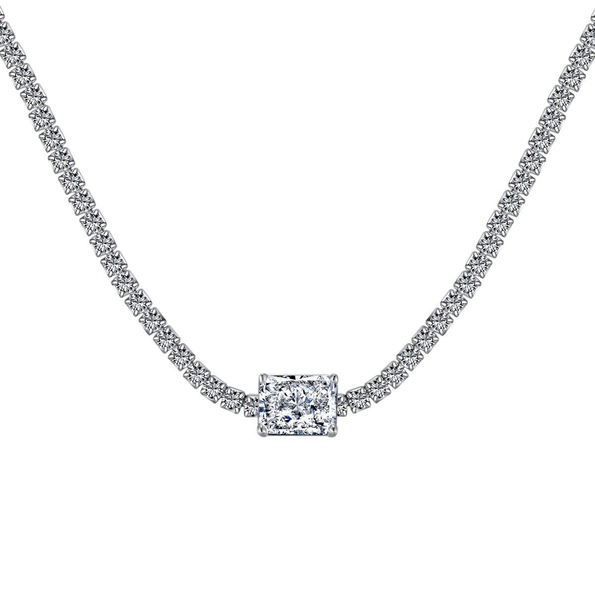 [BASLOVE]2.0 carat Ornate Emerald Cut Necklace