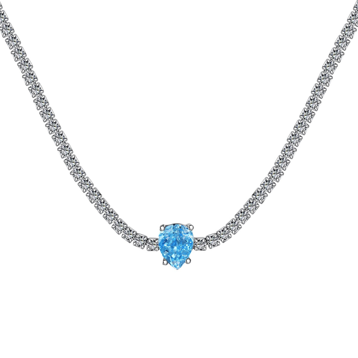 [BASLOVE]1.0 carat Unique Pear Cut Tennis Necklace