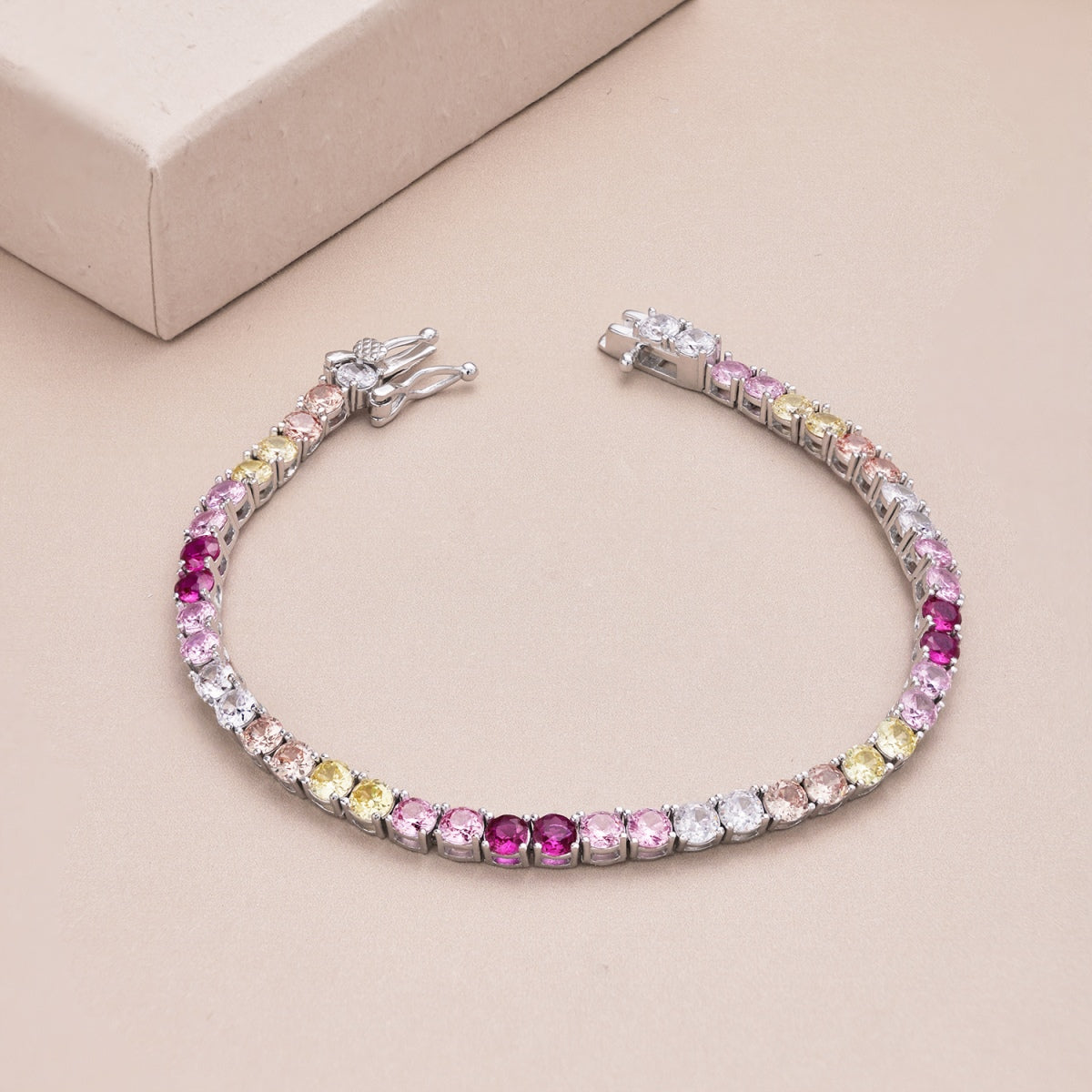 [BASLOVE]Radiant Colorful Round Cut Tennis Bracelet