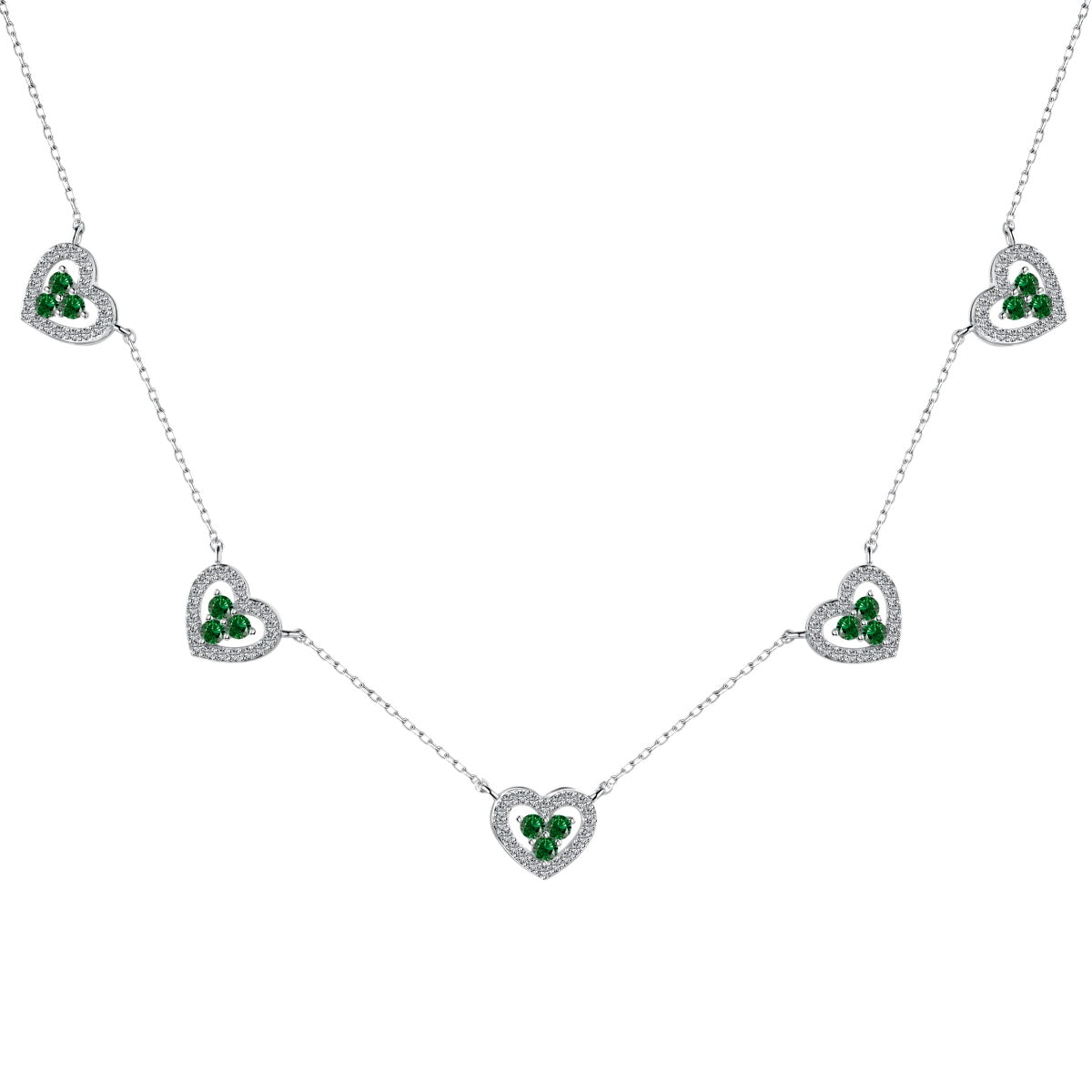 [BASLOVE]Sparkling Five Heart Necklace