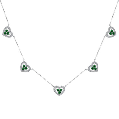 [BASLOVE]Sparkling Five Heart Necklace