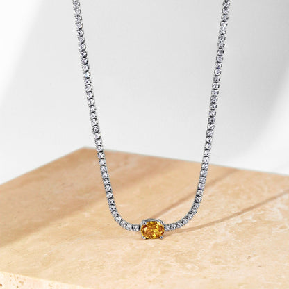 [BASLOVE]1.0 Carat Shining Oval Cut Necklace