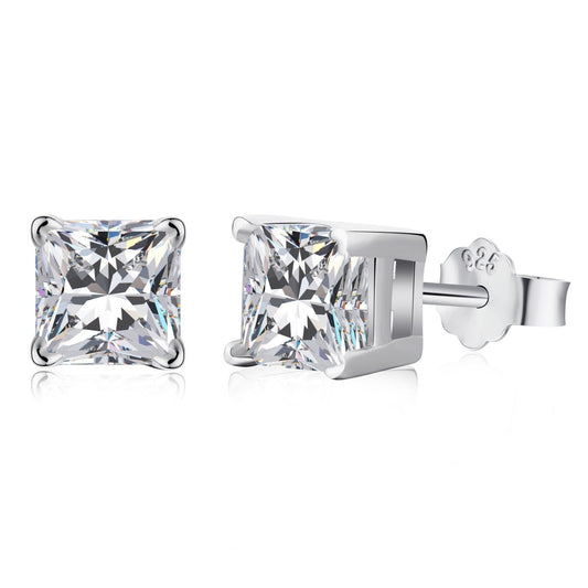 [BASLOVE]1.0 Carat Radiant Princess Cut Wedding Earrings