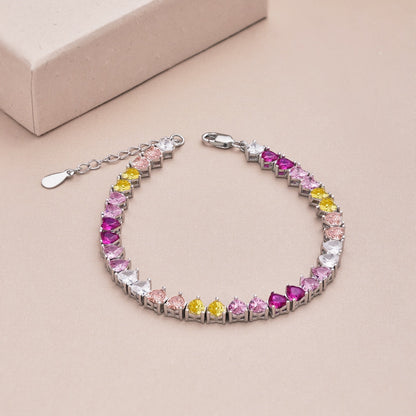 [BASLOVE]Luxurious Colorful Romantic Heart Shape Lover Bracelet