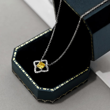 [BASLOVE]Exquisite Flower Shape Princess Cut Necklace