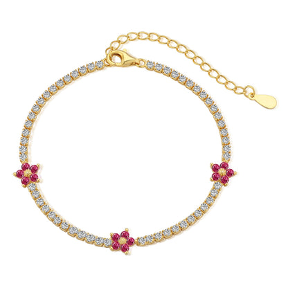 [BASLOVE]Sparkling Flower Shape Tennis Bracelet