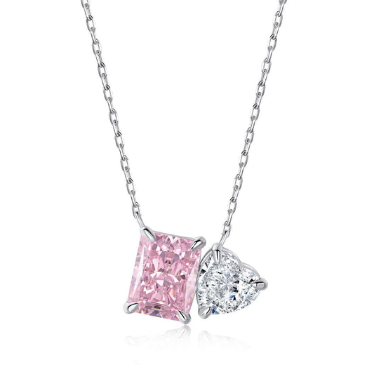 [BASLOVE]Dazzling Square & Heart Shape Necklace