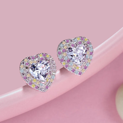 [BASLOVE]Dazzling Heart Shape Lover Earrings