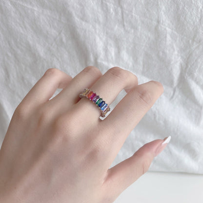 [BASLOVE]Unique Colorful Radiant Cut RIng