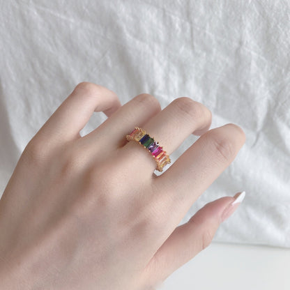 [BASLOVE]Unique Colorful Radiant Cut RIng