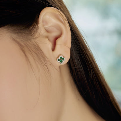 [BASLOVE]Four-Leaf Clover Flower Shaped Earrings