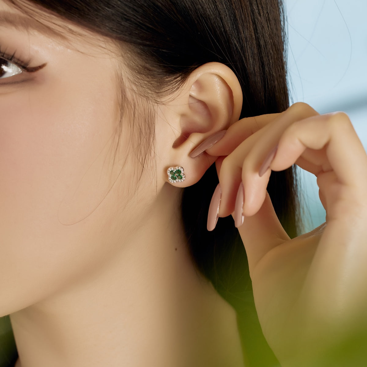 [BASLOVE]Four-Leaf Clover Flower Shaped Earrings