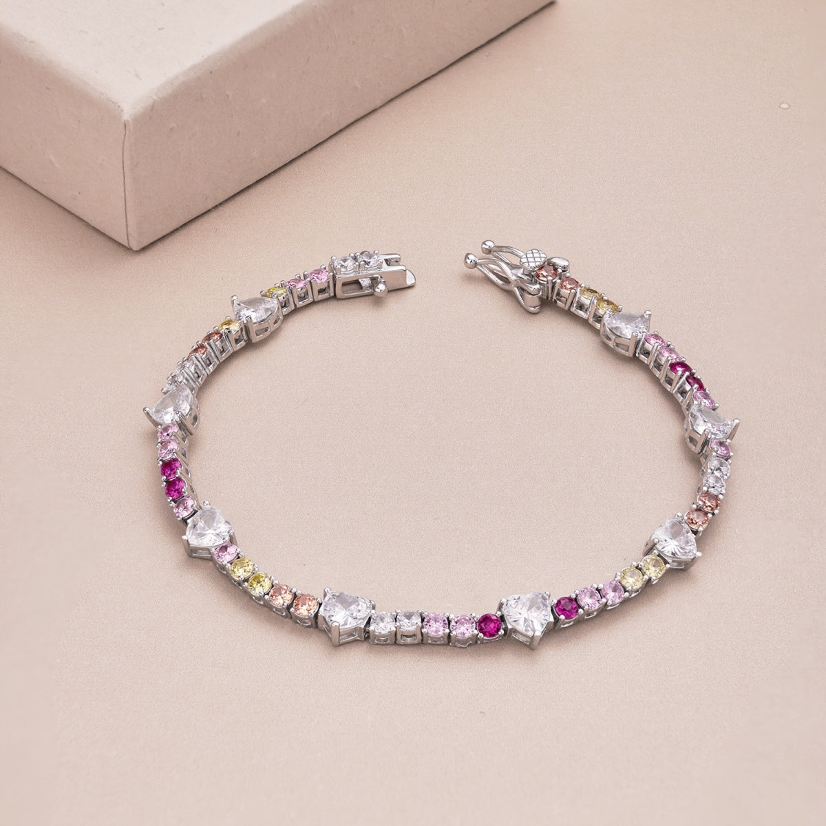 [BASLOVE]Romantic Heart Shape Round Cut Lover Bracelet