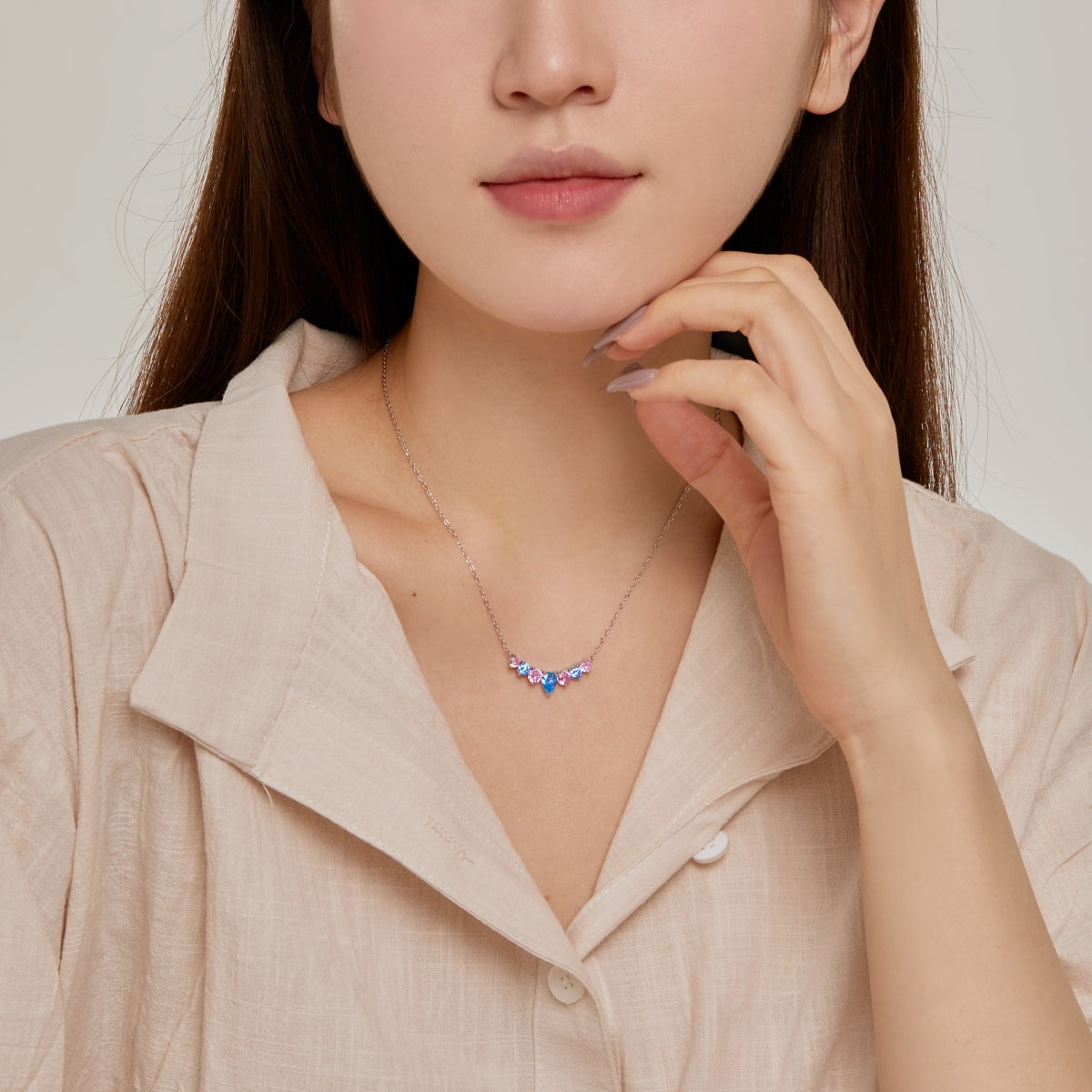 [BASLOVE]Dainty Colorful Heart Necklace