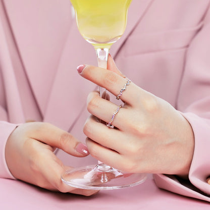 [BASLOVE]Dainty Colorful Round Cut Party Ring