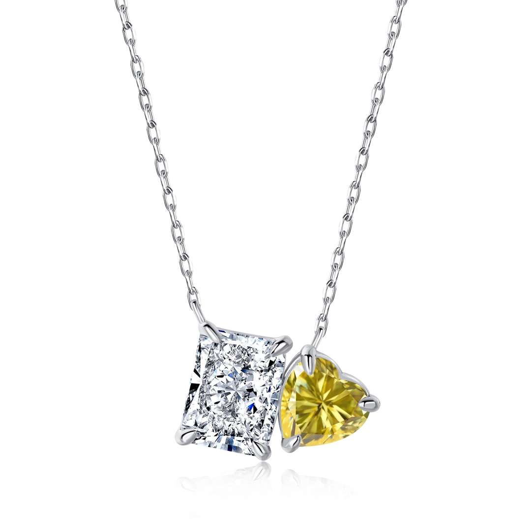 [BASLOVE]Dazzling Square & Heart Shape Necklace