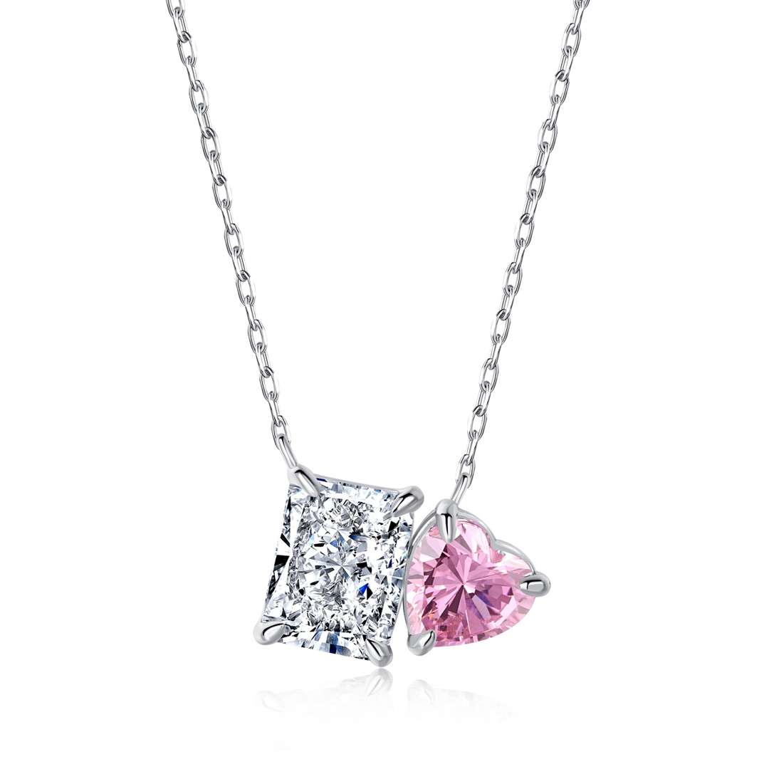 [BASLOVE]Dazzling Square & Heart Shape Necklace