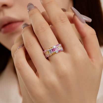 [BASLOVE]Dazzling Colorful Radiant Cut Party Ring