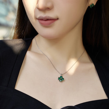 [BASLOVE]Heart-Shaped Four-Leaf Clover Bead Necklace