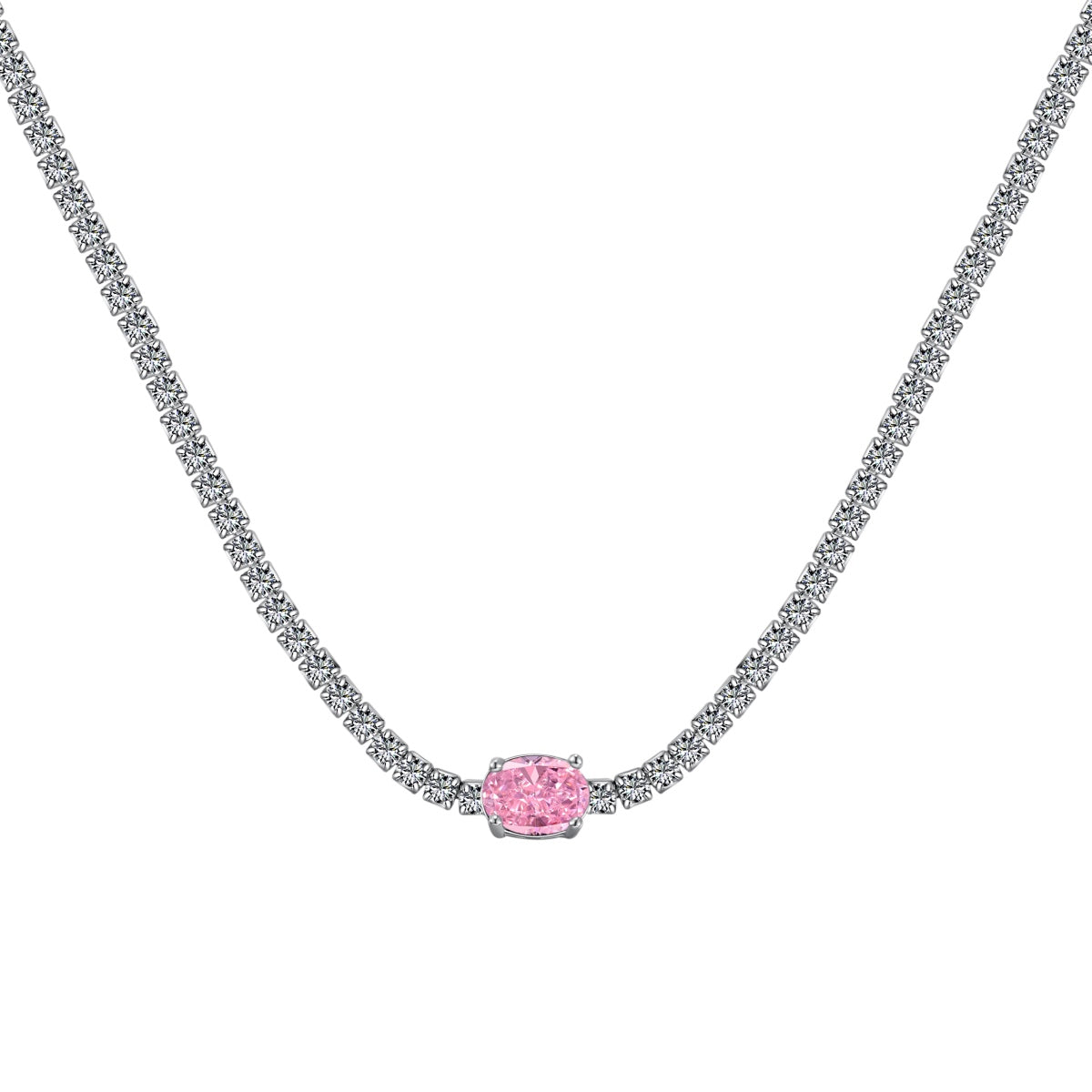 [BASLOVE]1.0 Carat Shining Oval Cut Necklace