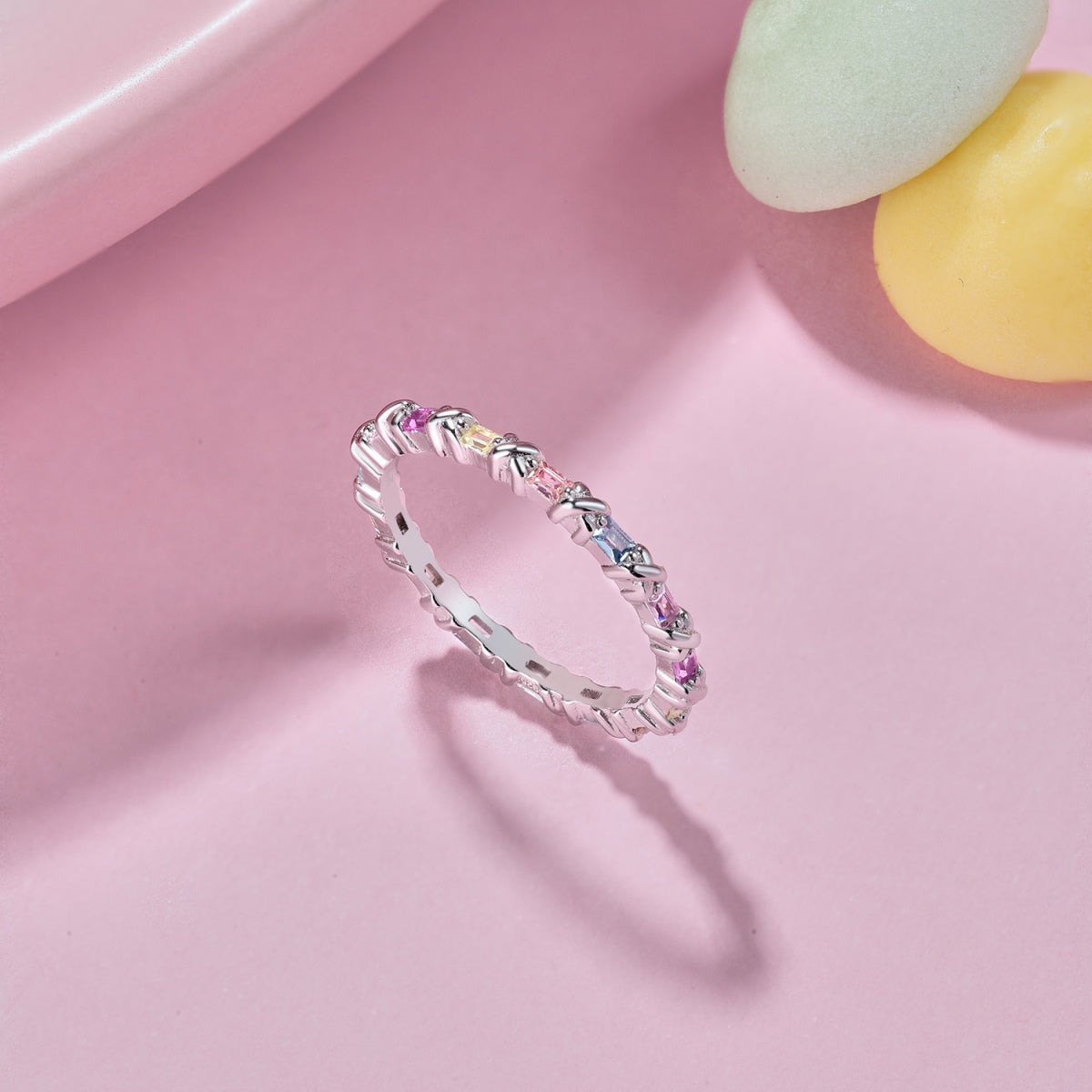 [BASLOVE]Charming Colorful Round Cut Daily Ring