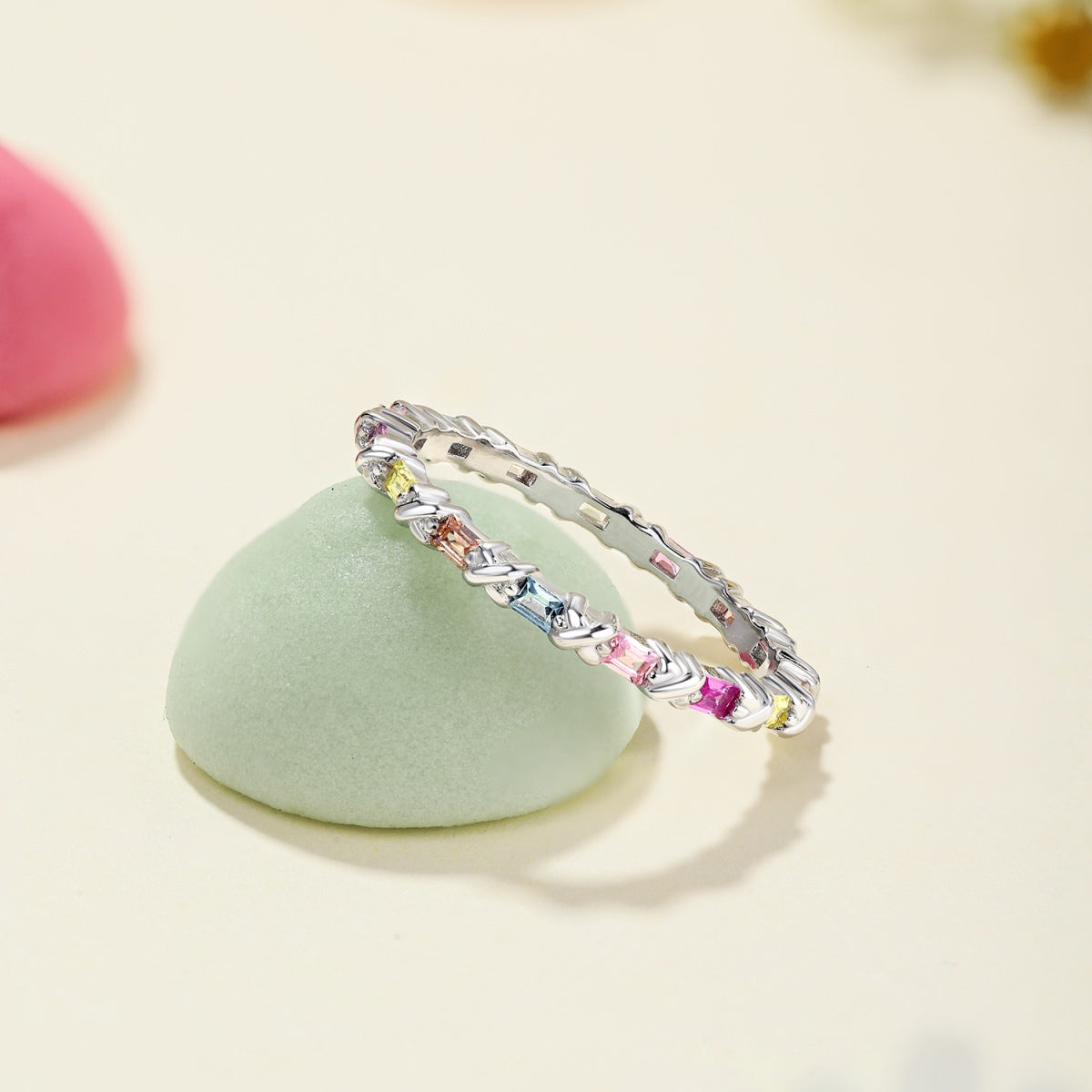 [BASLOVE]Charming Colorful Round Cut Daily Ring