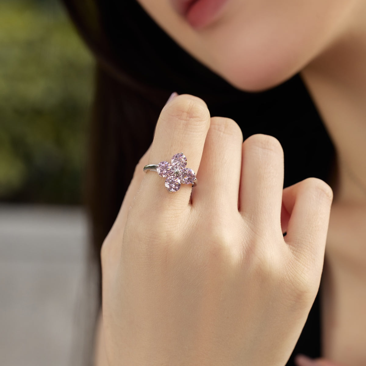 [BASLOVE]Four-Leaf Clover Eight-Pointed Star Ring