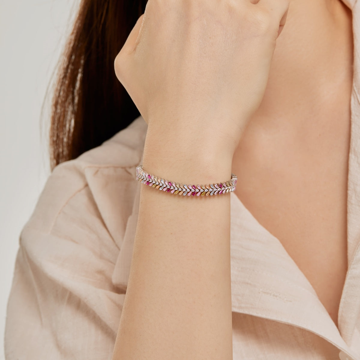 [BASLOVE]Dainty Radiant Emerald Cut Daily Bracelet