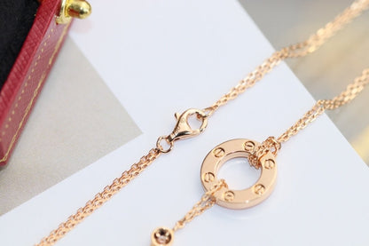 [basloveJW]LOVE NECKLACE ADJUSTABLE ROSE GOLD 2 DIAMOND