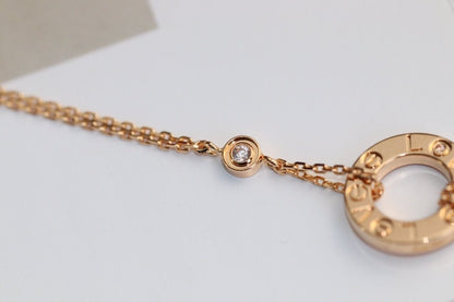 [basloveJW]LOVE NECKLACE ADJUSTABLE ROSE GOLD 2 DIAMOND