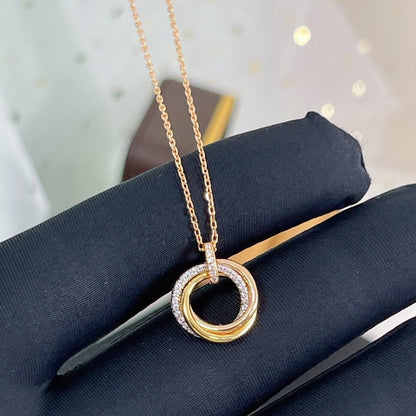 [basloveJW]TRINITY NECKLACE SILVER GOLD PINK GOLD DIAMONDS