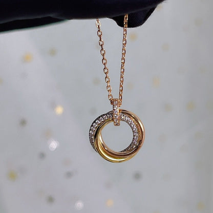 [basloveJW]TRINITY NECKLACE SILVER GOLD PINK GOLD DIAMONDS