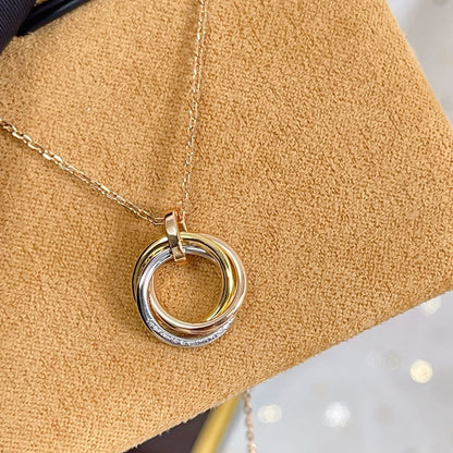 [basloveJW]TRINITY NECKLACE SILVER GOLD PINK GOLD DIAMONDS