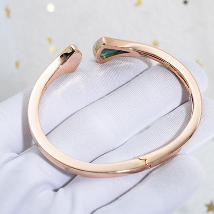 [Basjewels]DREAM BRACELET OPEN MALACHITE PINK GOLD