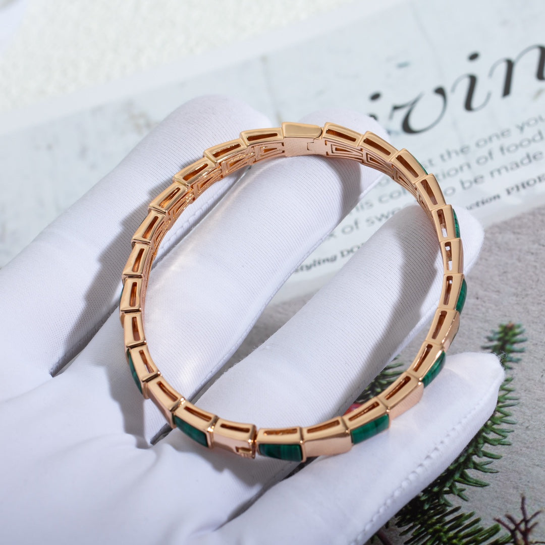 [Basjewels]SERPENTI BRACELET PINK GOLD MALACHITE