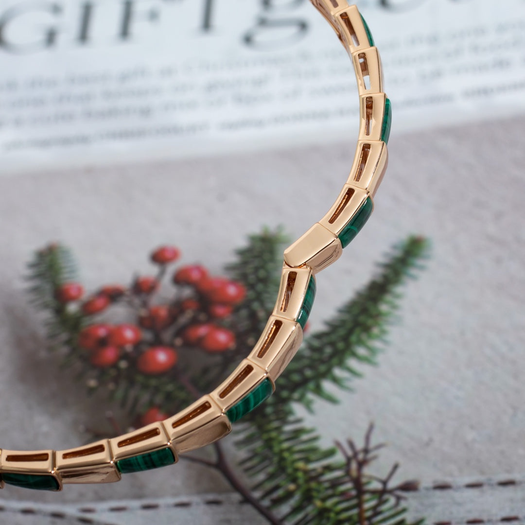 [Basjewels]SERPENTI BRACELET PINK GOLD MALACHITE