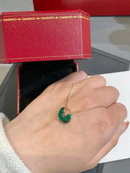 [basloveJW]AMULETTE ROSE GOLD MALACHITE NECKLACE