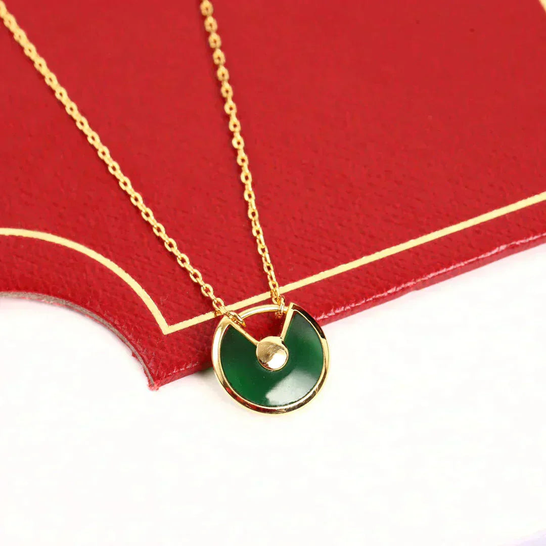 [basloveJW]AMULETTE GOLD MALACHITE NECKLACE