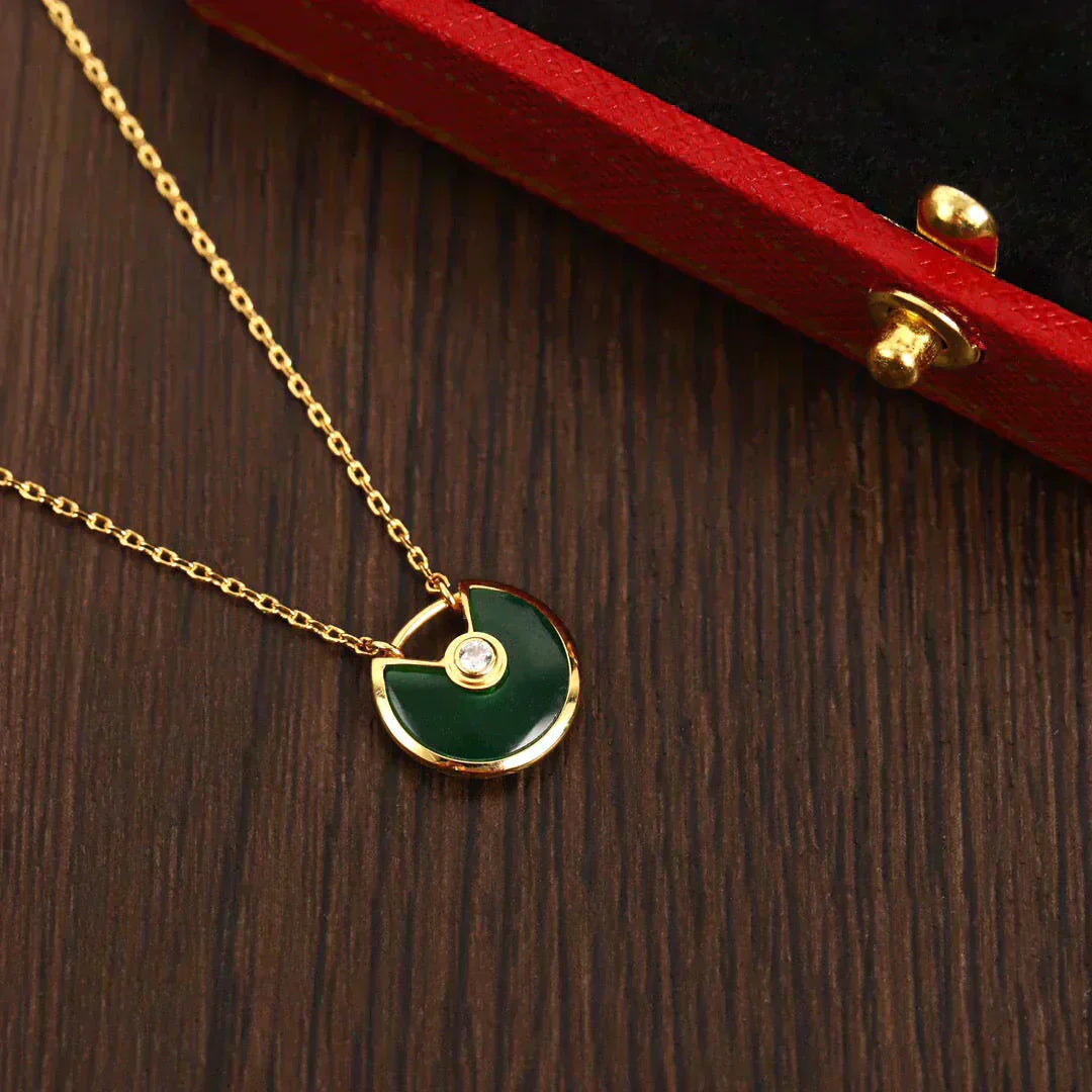 [basloveJW]AMULETTE GOLD MALACHITE NECKLACE