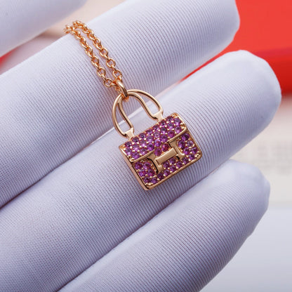 [Basjewels]CONSTANCE PEDANT PURPLE DIAMOND NECKLACE