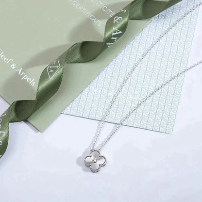 [basloveJW]CLOVER  15MM DIAMOND LASER NECKLACE SILVER