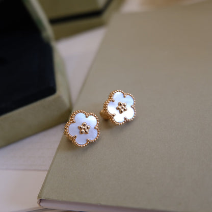 [basloveJW]LUCKY PINK GOLD WHITE MOP EARRINGS