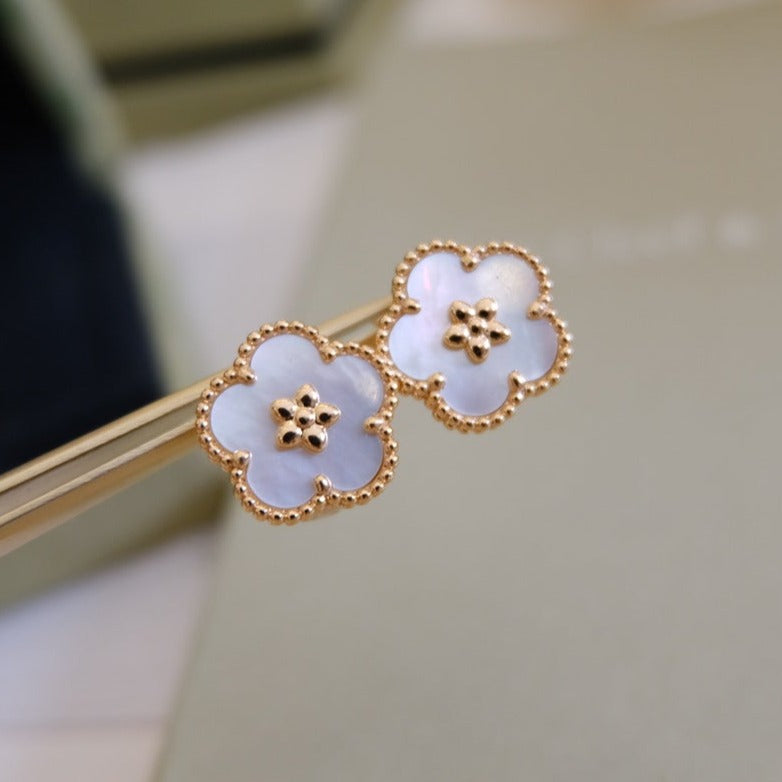 [basloveJW]LUCKY PINK GOLD WHITE MOP EARRINGS