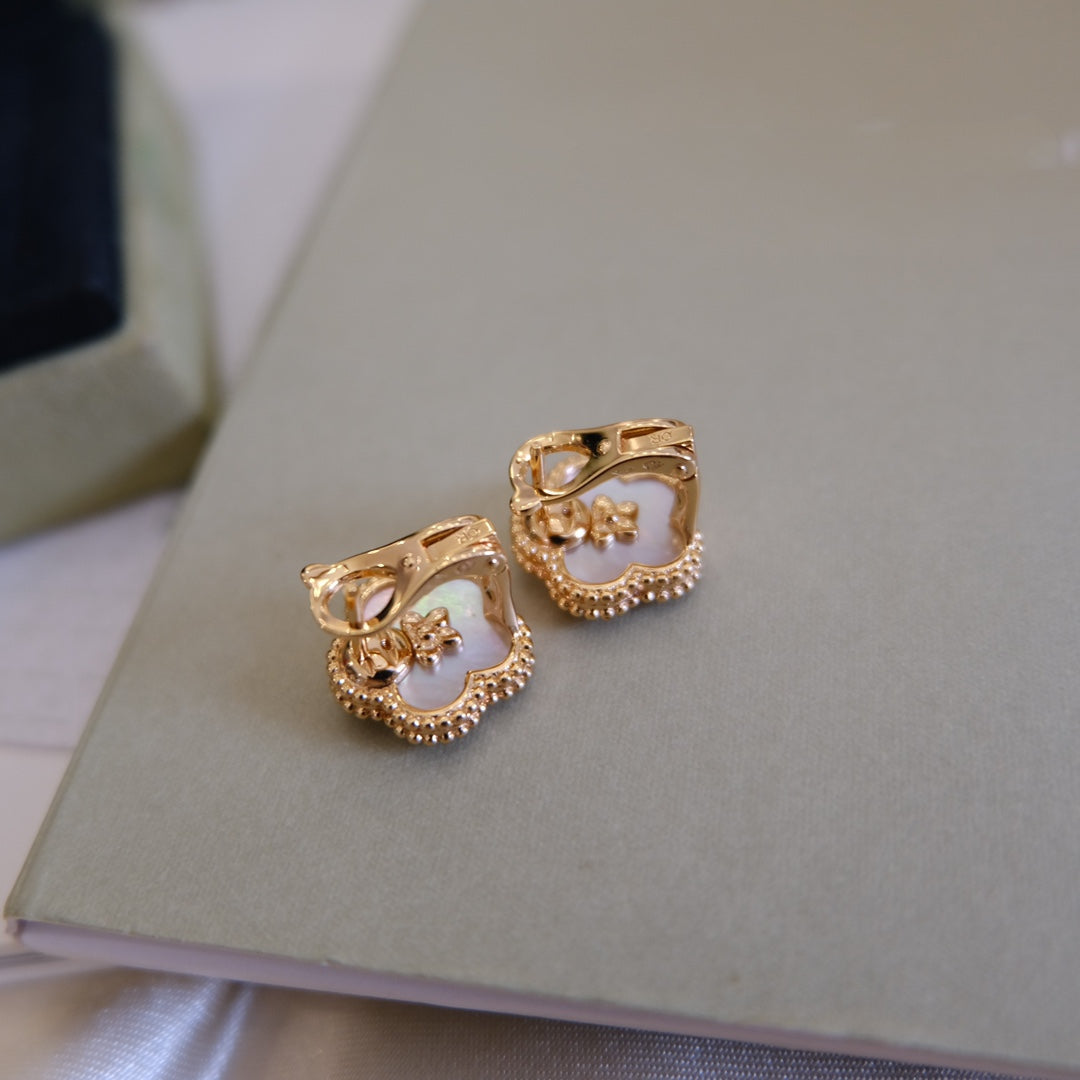 [basloveJW]LUCKY PINK GOLD WHITE MOP EARRINGS