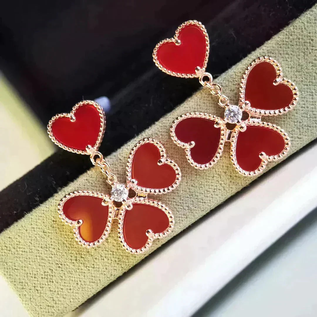 [basloveJW]SWEET CLOVER CARNELIAN EARRINGS